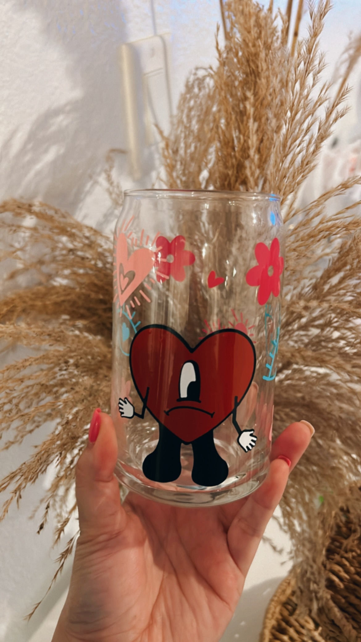 Bad Bunny Valentines Glass Can