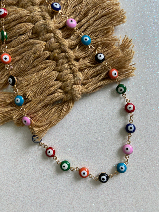 Multi color eye necklace