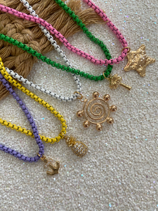 Colorful Enamel Chain with Charm