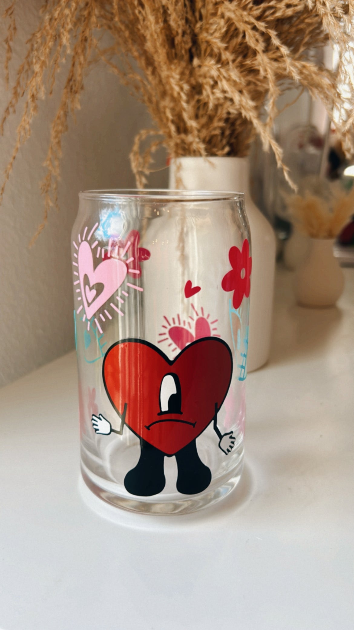 Bad Bunny Valentines Glass Can